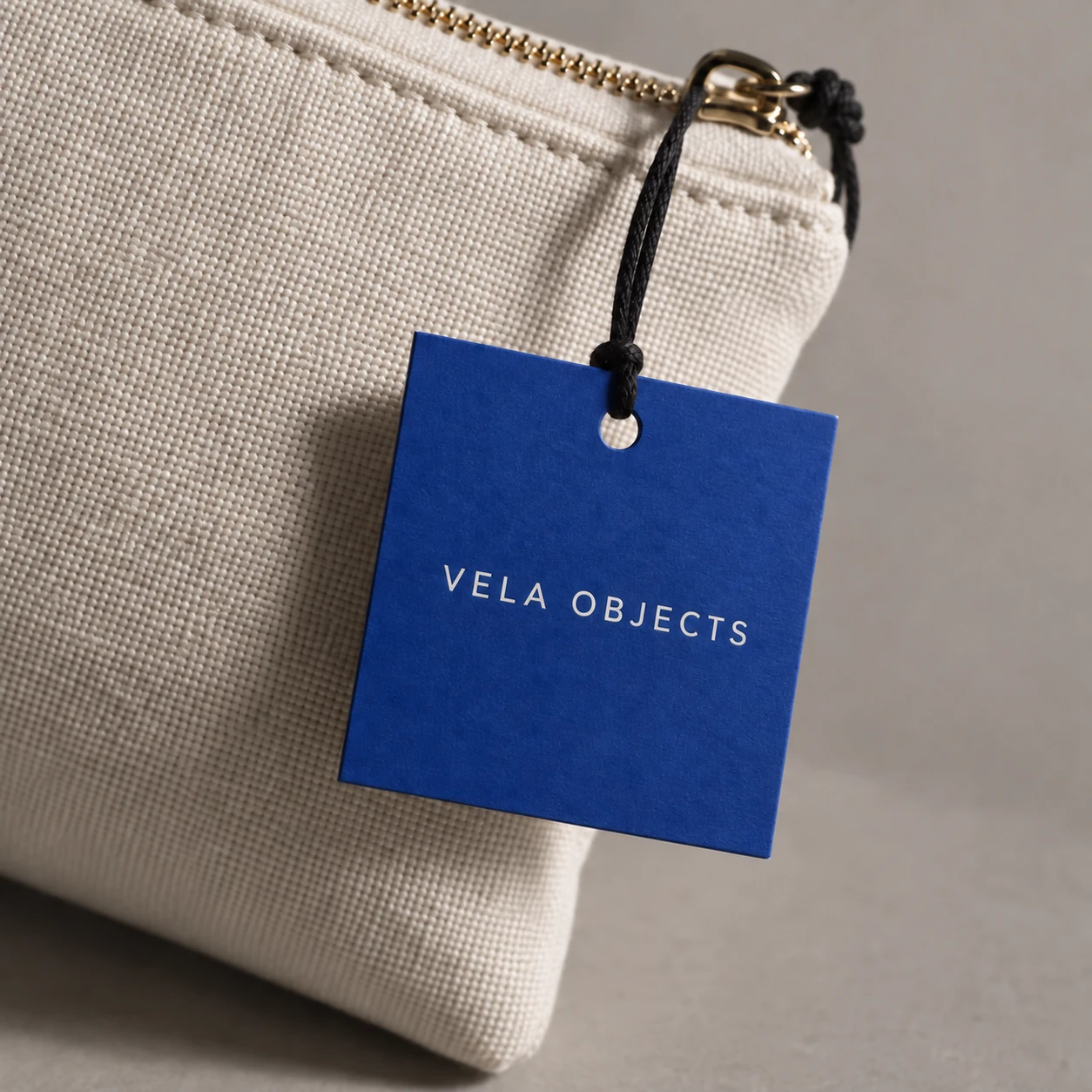 Concept photograph of a hangtag attached to a handbag
